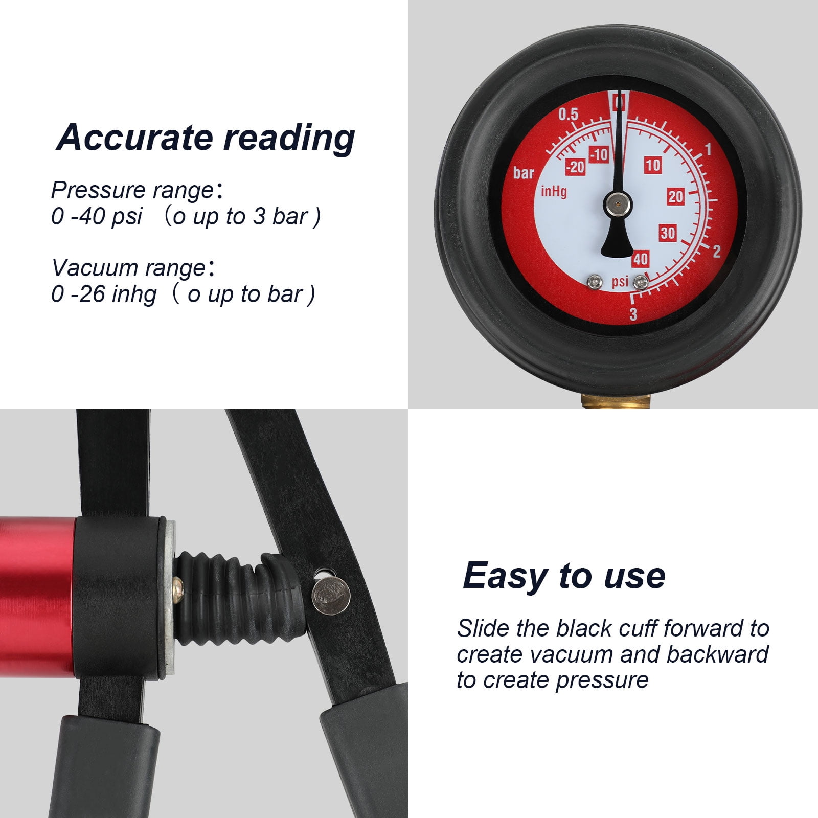 Handheld Vacuum Pump Tester Brake Bleeder Kit Brake System Bleeding Tools with Adapters and 2 Reservoir Bottles Automotive Brake for Car Truck Motorcycle