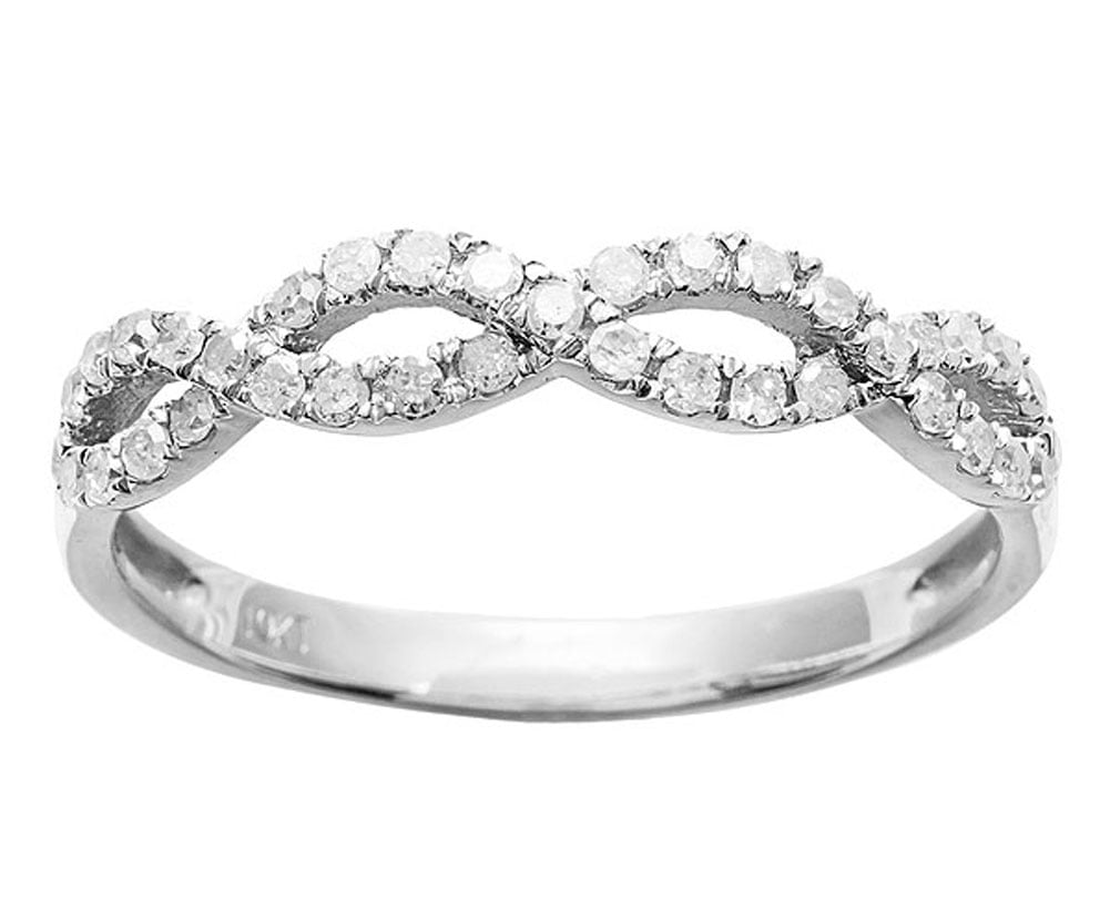 10k White Gold Infinity Diamond Anniversary Ring 1/4 cttw, I-J Color, I2-I3 Clarity