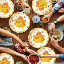 Thanksgiving Turkey Plates 10Pcs 9 Inch Fall Paper Plates With Autumn Maple Leaves Pumpkins for Turkey Party Decoration Supplies