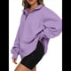 thumbnail image 2 of Sudadera de Entrenamiento de con Media Cremallera para Mujer, de Gran Tamaño, de Larga, Color Liso, con Hombros Caídos. Púrpura XXXL, 2 of 5