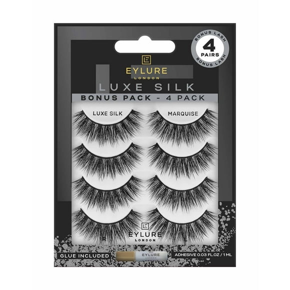 3 pares de pestañas postizas Eylure Luxe Silk Marquise con adhesivo