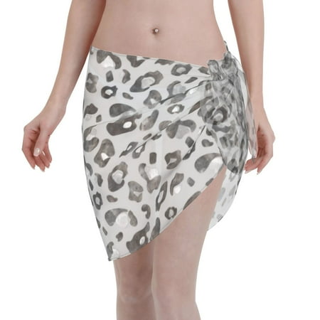 Disketp Wild Animal Leopard Women Swimsuit Cover Up Short Chiffon Summer Beach Sarong Bikini Wrap Skirt Bathing Suit