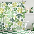 thumbnail image 2 of St Patrick Day Shower Curtain,Green and Yellow Clover Shamrock Waterproof Fabric Bathroom Curtain with Hooks,72x72 in, 2 of 5