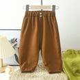 thumbnail image 2 of ZACPNCV Boys Girls Cotton Linen Pants Child Basic Plain Solid Trousers Big Kids Elastic Waist Long Pants 9-10 Years, 2 of 6