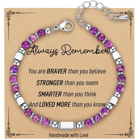 Gifts for Teen Girls/Kids, Graduation Gifts for Her, Tiny Gemstone Beaded Bracelets Teenage Teen Girl Gift Trendy Stuff with Inspirational Card