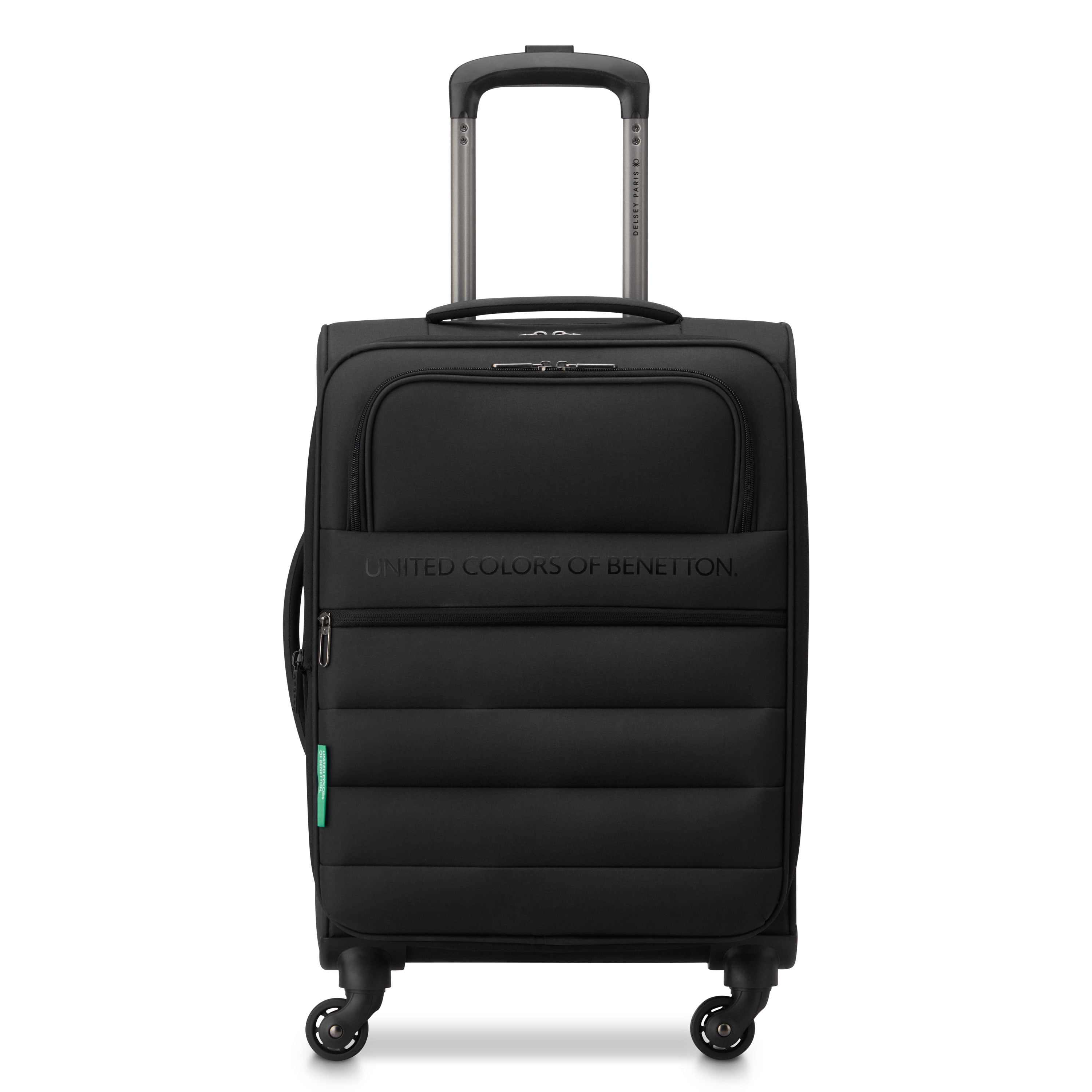 United Colors of Benetton x Delsey Paris, Ribbed Softside 20" Carry-on Expandable Spinner Luggage, Black