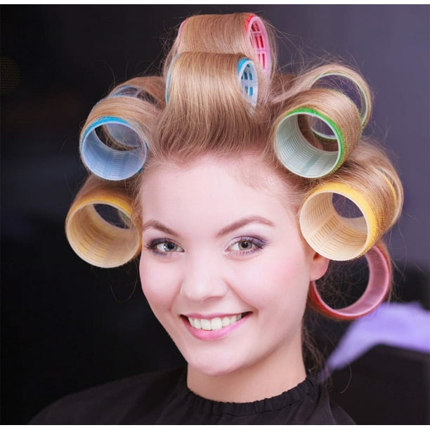 NOGIS Medium Hair Rollers Curlers Self Grip Holding Rollers Hairdressing Curlers  Hair Design Sticky Cling Style DIY Or Hair Salon (12PCS Random Color) -  
