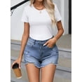 thumbnail image 4 of EMMIOL Women's High Waisted Rolled Denim Shorts Casual Ripped Summer Hot Shorts with Pockets Frayed Distressed Style, 4 of 6