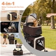 thumbnail image 3 of MINGYI 3-in-1Double Pet Stroller,Foldable Portable Pet Travel Strolling Cart for Medium Small Dogs Cats, up to 50lbs(Brown), 3 of 9