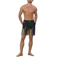 thumbnail image 2 of Unique Bargains Men's Summer Lightweight Elastic Waist Colorful Printed Board Shorts 34 Black, 2 of 5