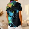 thumbnail image 5 of Womens Polo Shirts Summer Waffle Vintage Texture Gradient Print Womens Golf Shirts Short Sleeve Button Collar Going Out Blouse Green M, 5 of 5