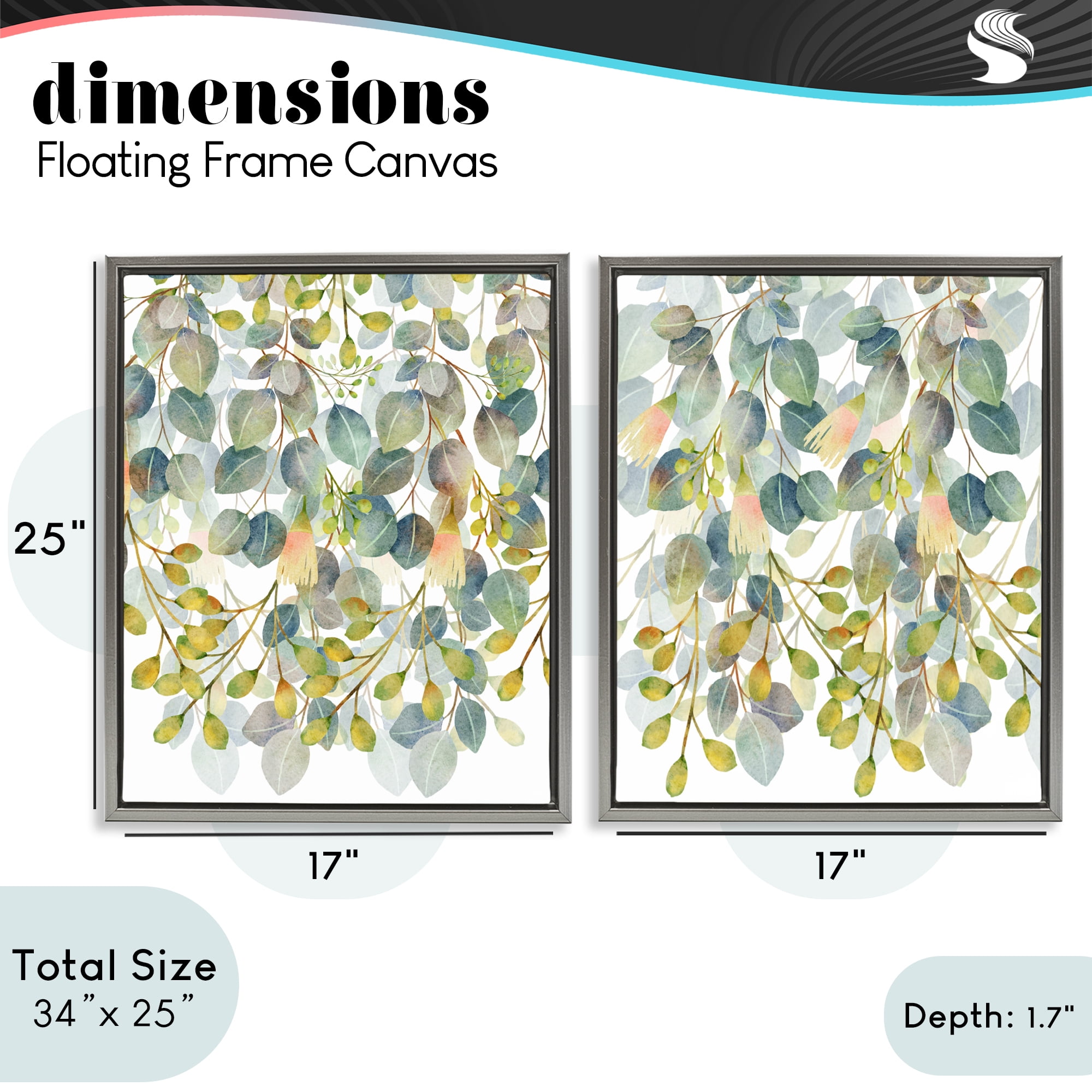 Stupell Industries Layered Ivy Hanging Botanicals 2 Piece Gray Framed Floater Canvas Set, design by Marcus Prime