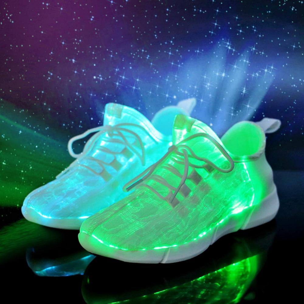 Baby Boys Girls Glitter Sneakers Lace Up Breathable Mesh Led Luminous Shoes Sport Running Wedding Party Platform Trainer 
