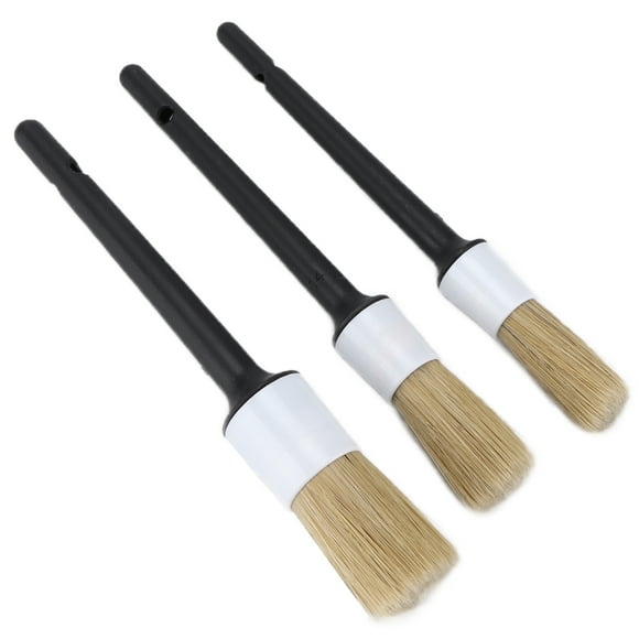 Detailing 3pcs Car Detailing Brush Kit Mixed Wild Boar Hair for Cleaning Wheel Gaps Grilles Internal Buttons Cup Holder