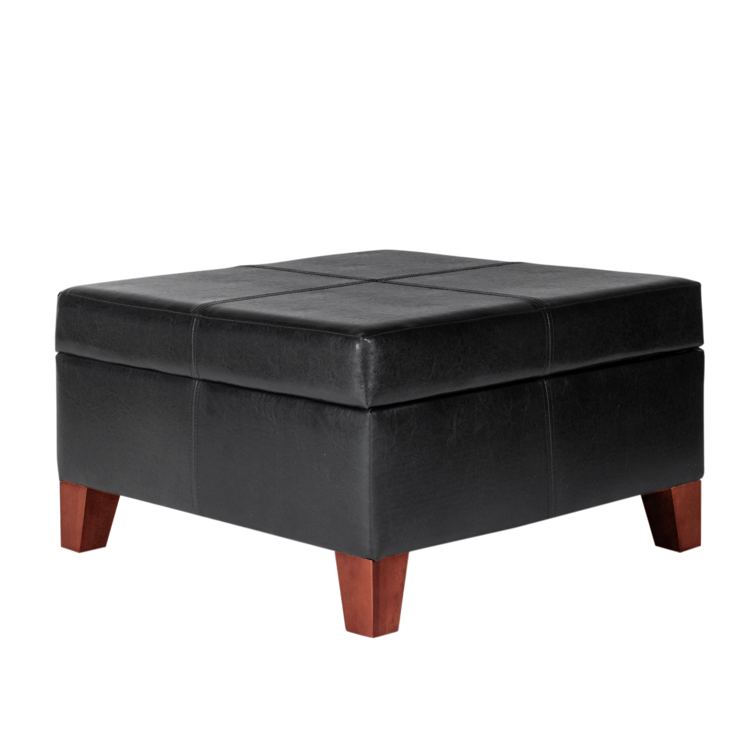 HomePop Luxury Leather Storage Ottoman, Multiple Colors