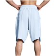 thumbnail image 4 of JIUKE Mens Cotton Linen Shorts Knee Length Elastic Waist Drawstring Casual Shorts Lightweight Summer Beach Shorts, 4 of 6
