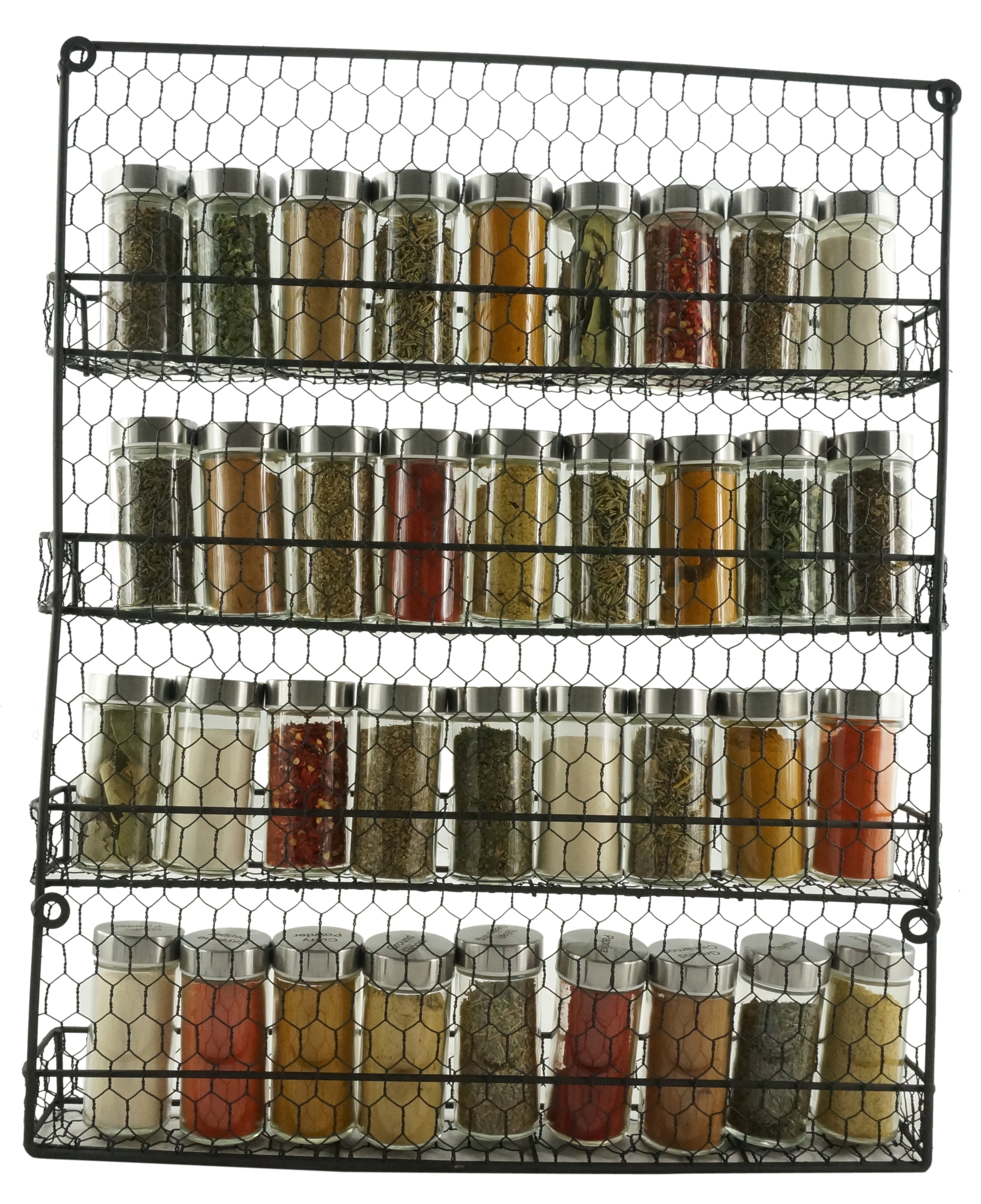 4 Tier Metal Spice Rack Wall Mount Kitchen Spices Organizer Pantry