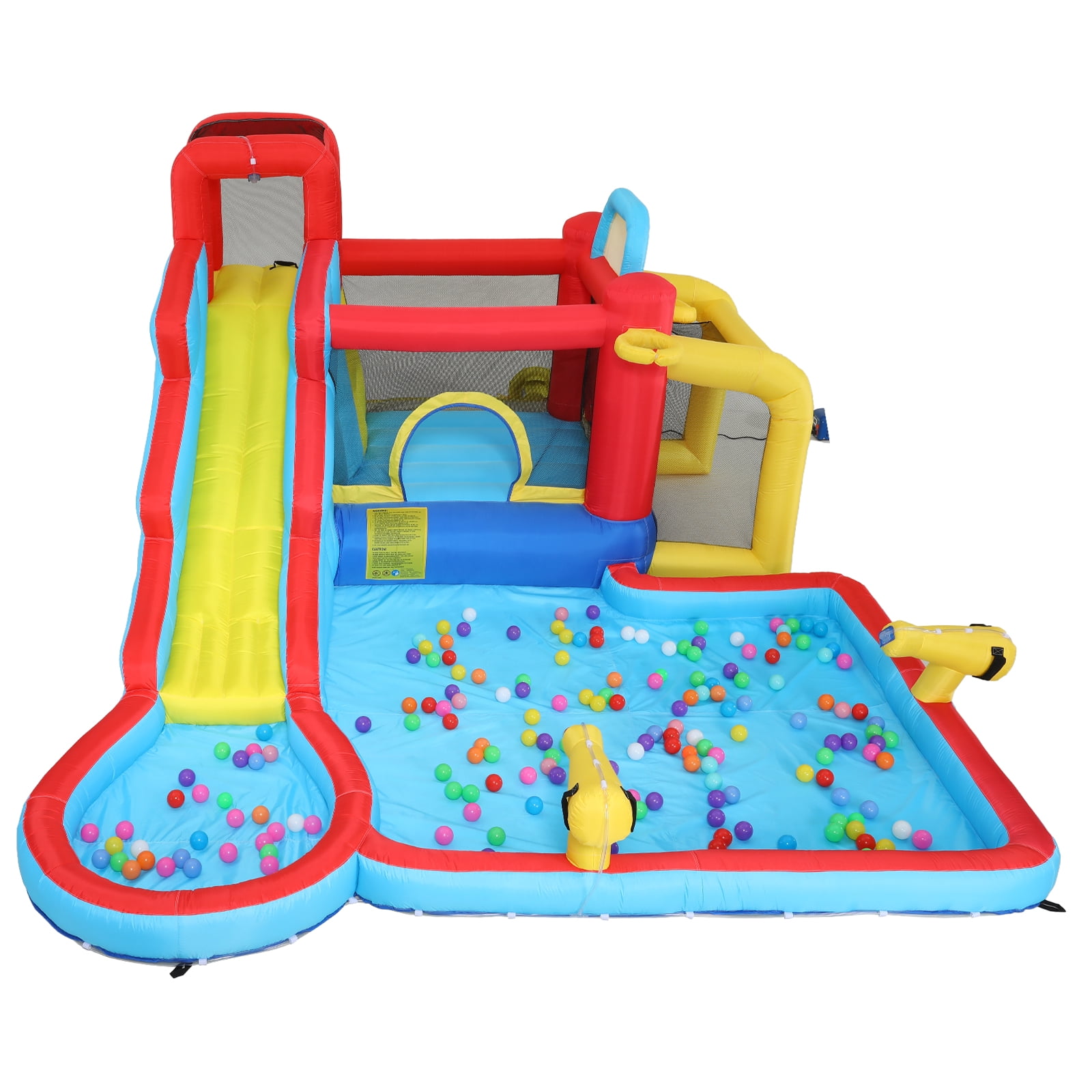 Funcid Inflatable Water Slide Bounce House for Kids, 14.6 x 11.FT Inflatable Bouncer with Pool, Jump Area, Water Slide, Climbing Wall & 620W Blower, Indoor Outdoor Play