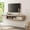 Oak, variant on YANGLI Floating TV Stand with Charging Station & Sliding Barn Door, Fits 80" TV, Antique White