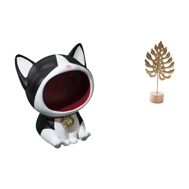 Estatua de escritorio,Estatua de gato con forma de cuenco para llaves,entrada,dibujos animados,decoración del hogar,Escultura de hojas,Estatua de hoja de metal Escultura de hoja Decoración