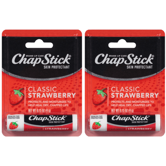 ChapStick Classic, Skin Protectant/Sunscreen SPF 4, .15 Oz.,Strawberry (Value Bundle 2 Pack)