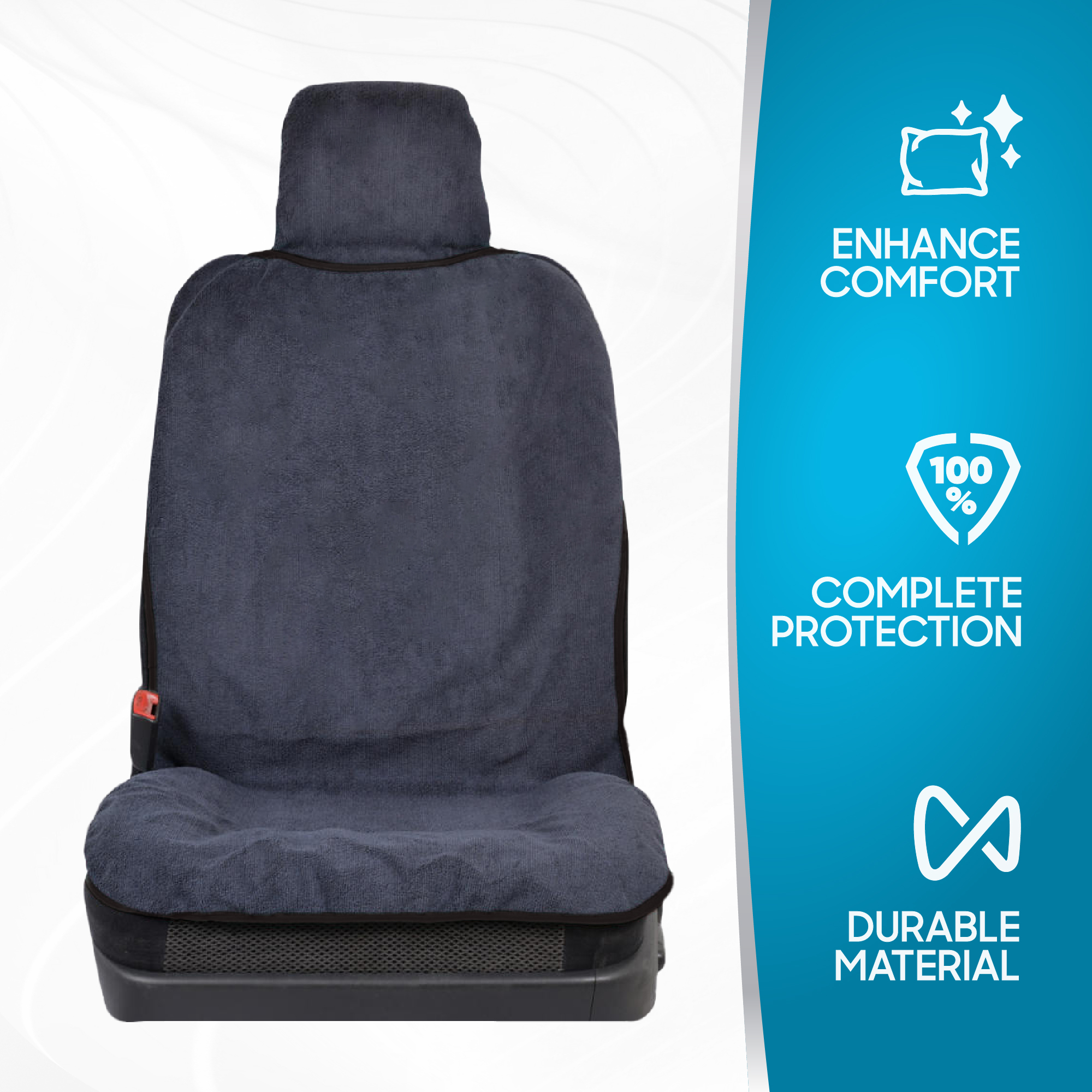 BDK UltraFit Waterpoof Car Seat Towel Cover, Black Trim – Washable Sweat Seat Protector, Ideal for Gym Swimming Surfing Running Crossfit, Fits Most Auto Truck Van and SUV
