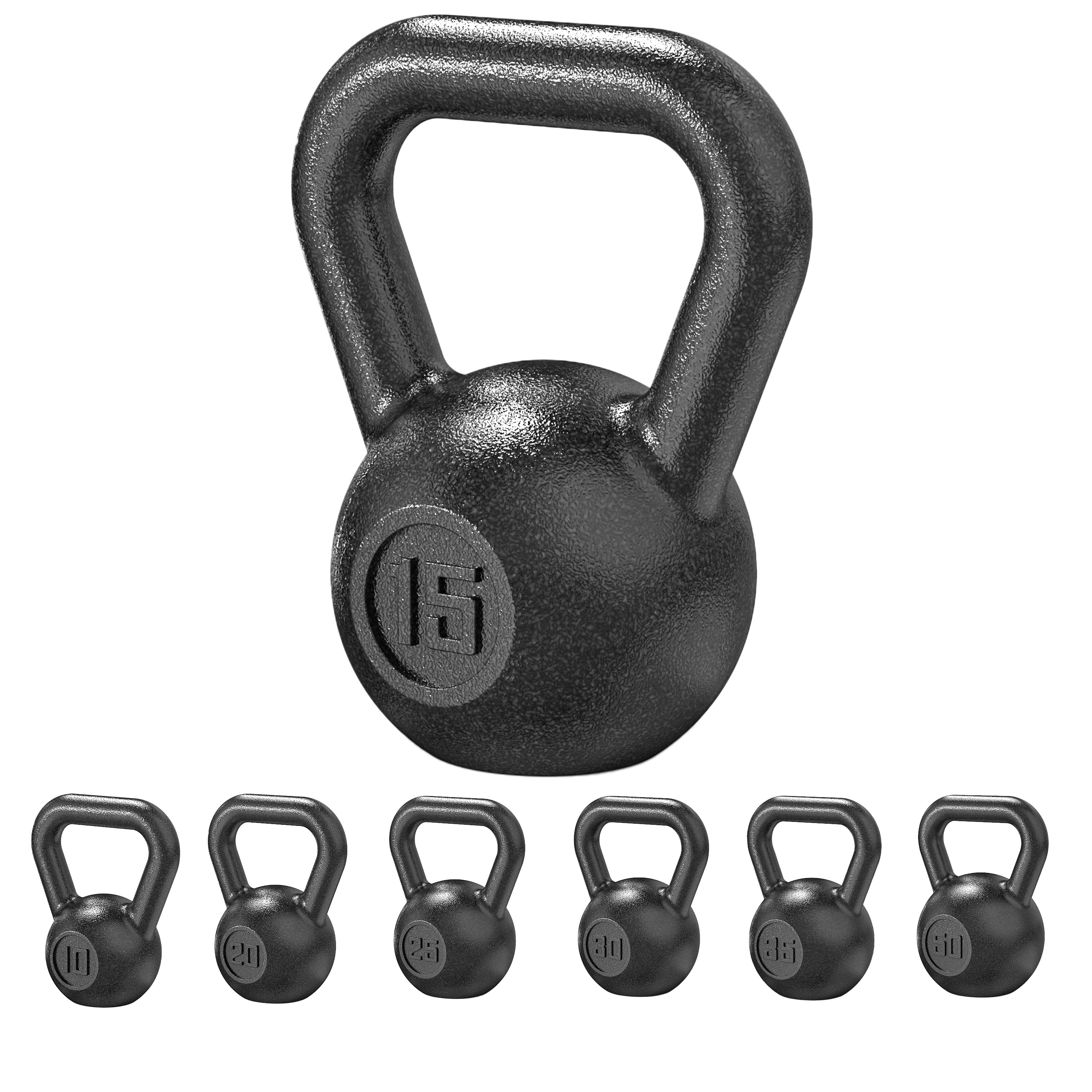 Athletic Works 15lb Kettlebell, Casting Iron, Durable Hammertone Finish, Black