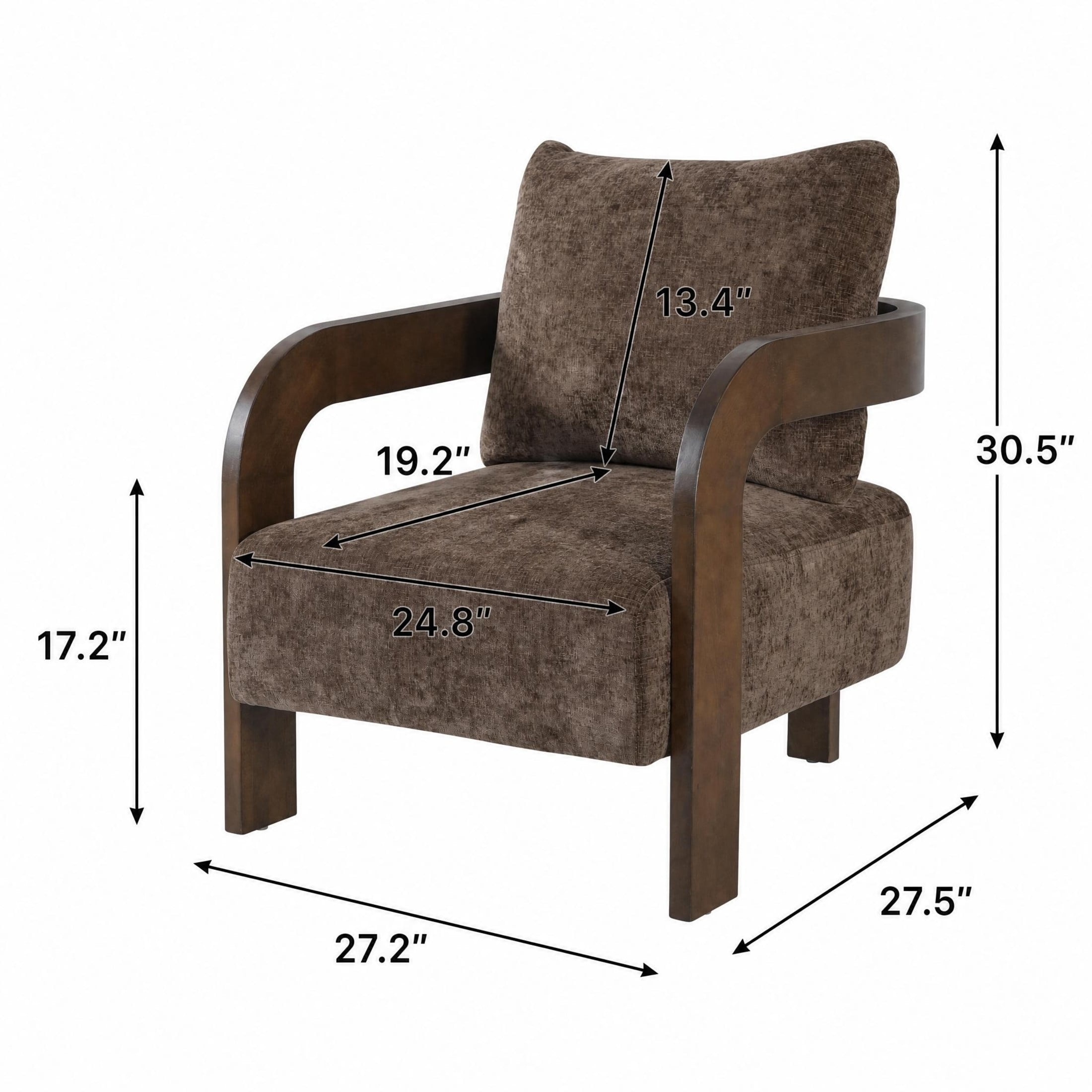 Christopher Knight Home Modern Upholstered Curved Accent Chair with Square Loose Back Pillow, Brown