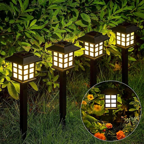 12 pack Solar Pathway Lights Outdoor LED Solar Powered Garden Lights - Warm White