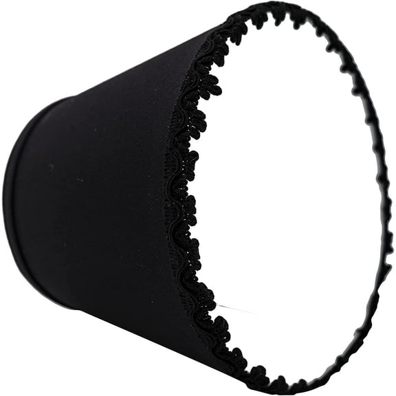 Black 10 Inch Empire Lamp Shade with Black Embroidered Trim (Harp and Finial included)