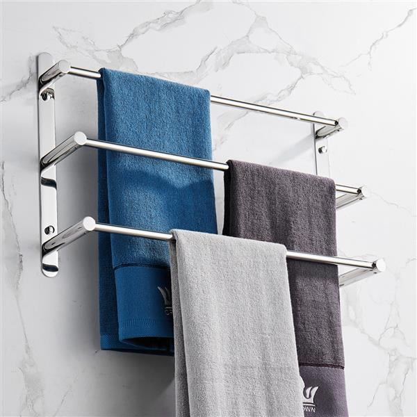 CHUANK Stagger Layers Towel Rack Stainless Steel Hand Polishing Mirror Polished Finished Accessories Set Three Towel Bars 19.6 inch bars Walmart.com