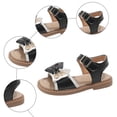 thumbnail image 7 of Girls Flat Sandals Open Toe Cute Bow Lightweight Thick Sole Soft Footbed Buckle Ankle Strap Princess Dress Shoes Black 12 Little Kid, 7 of 7