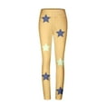 thumbnail image 5 of QATAINLAV Women Basic Workout Yoga Leggings Stars Printed High Waisted Tight Pants Tummy Control Butt Lift Running Legging Bottoms Today Prime Sales Yellow XXL, 5 of 7