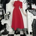 thumbnail image 2 of FYEGRE Gothic Elegant Dress For Halloween Girl Party Gown With Long Sleeves And Flared Skirt Red S, 2 of 9