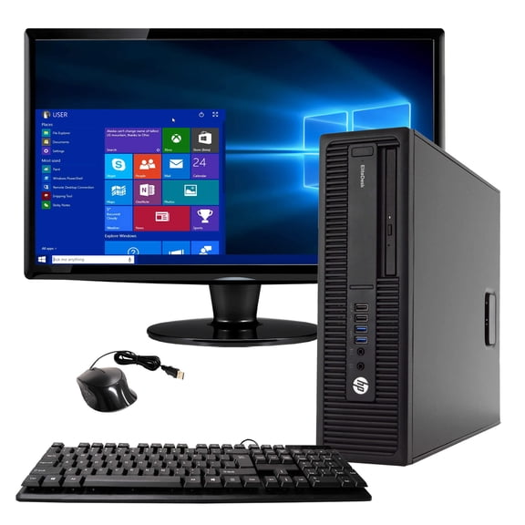 Restored HP EliteDesk 800 G2 Desktop Computer with 22" Monitor Intel Core i5-6500 8GB Memory 2TB (Refurbished)