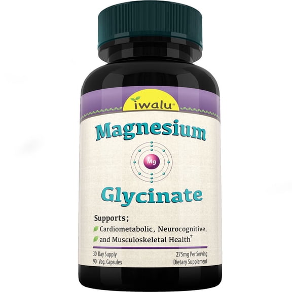 iwalu Magnesium Glycinate | Relaxation & Sleep Support | Calming - Helps Reduce Stress - Supports Muscle, Bone & Joint Health | Pure Bioavailable Potent - 90 Count | NSF Certified & USA Made