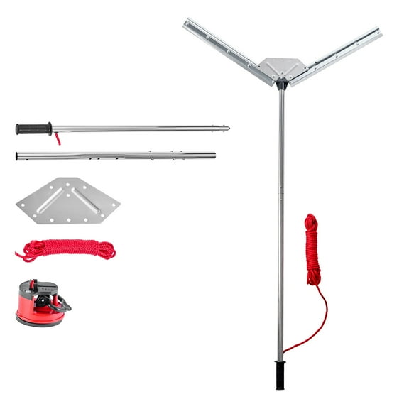 KFFKFF Lake Weed Cutter with 37 in Cutting Width, Durable Steel Blades, and 30 ft Throw Rope, Ideal for Aquatic Plants like Cattails, Phragmites, Lily Pads, and Chara
