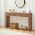 thumbnail image 5 of PHOYAL Fluted Walnut Console Table with 3 Drawers, Entryway Table with Storage Shelf, Narrow Wood Sofa Table for Hallway Living Room, 5 of 8