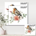 thumbnail image 4 of Designart ' Cotton Rose and Leaves With Robin Redbreast ' Traditional Canvas Wall Art Print, 4 of 4