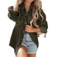 thumbnail image 4 of Women Long Sleeve Corduroy Peplum Shacket Jacket Button Down Babydoll Shirts Oversized Casual Blouses Tops, 4 of 6