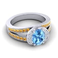 thumbnail image 3 of 2.35 Ct Oval Cut Blue Topaz & Citrine Gemstone Luxurious Engagement Ring for Women Solid 14K White Gold Size 3.5 by Diamond-Capitals, 3 of 8