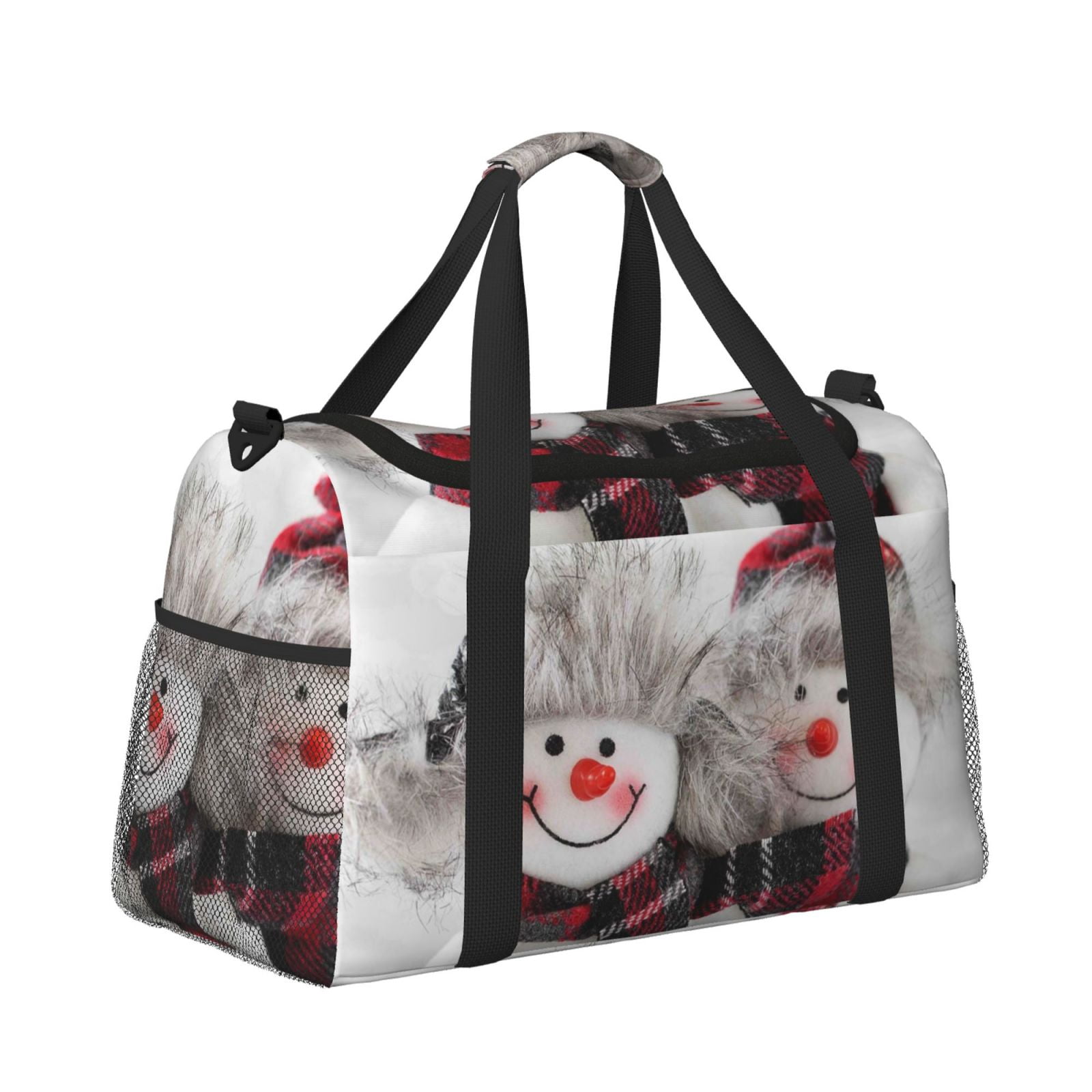 Fuzoiu Christmas Snowman With Hat Print Travel Duffle Bag,Carry On Tote Bags,Duffel Bag,Sport Gym Bag, Hospital Bag for Labor and Delivery, Overnight Bag,Luggage Bag