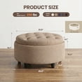 thumbnail image 6 of COLAMY Fabric Round Storage Ottoman, Multi-Functional Footrest and Coffee Table with Reversible Tray Lid, Camel, 6 of 9