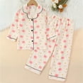 thumbnail image 2 of Splozh Little Girls Outfits Toddler Baby Pajama Set Boy Girl Shirt Pants Pjs Kids Button Down Sleepwear Cotton Jammies,Light Pink,4-5 Years, 2 of 5