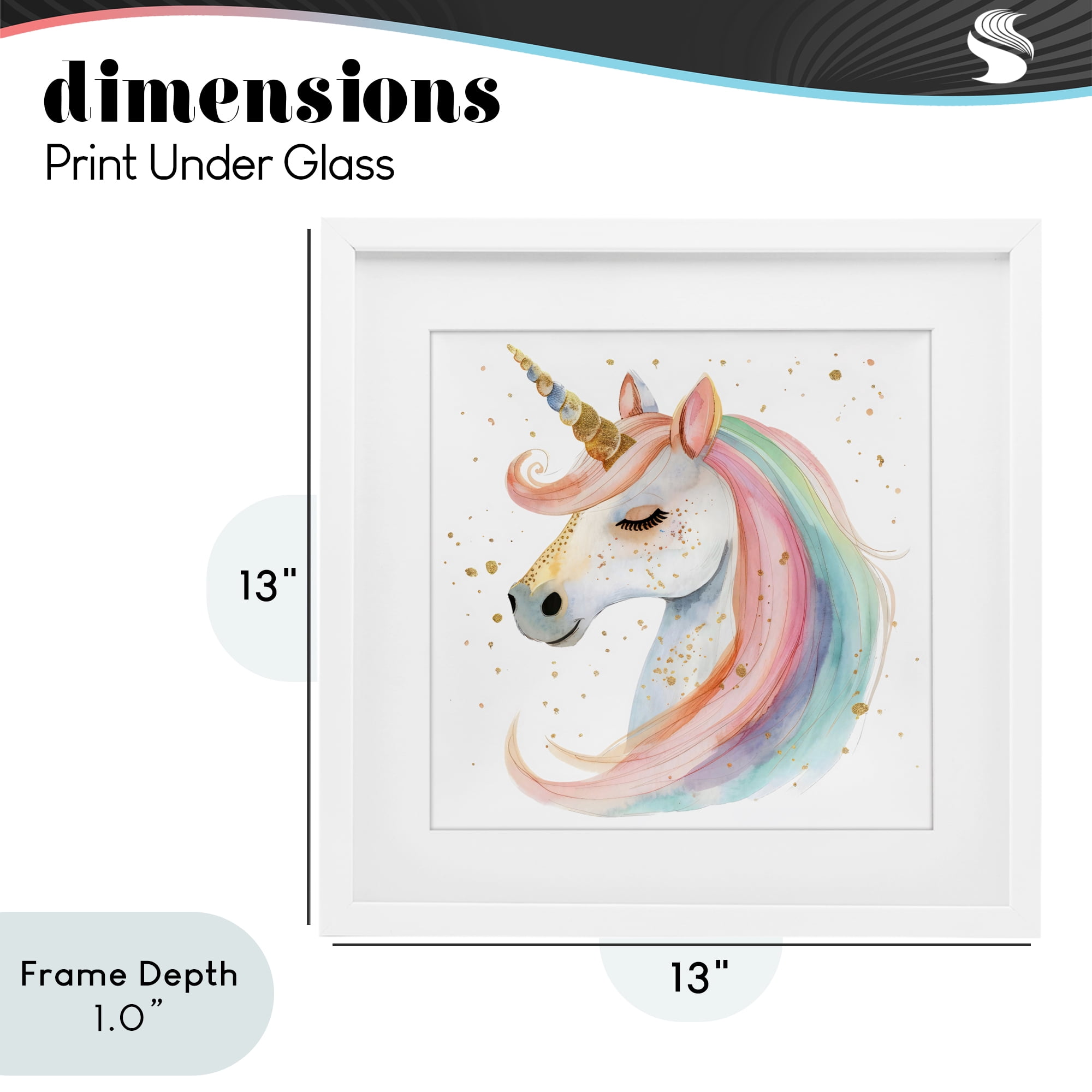 Stupell Industries Gold Speckled Pastel Unicorn White Framed Print Under Glass, design by Creative Studio