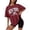 Brick Red, variant on Women's Casual Graphic Print Oversized Round Neck Short Sleeve Tee Shirt Loose Fit Drop Shoulder Tops Oversized T-shirts Short Sleeve Crewneck Casual Tops