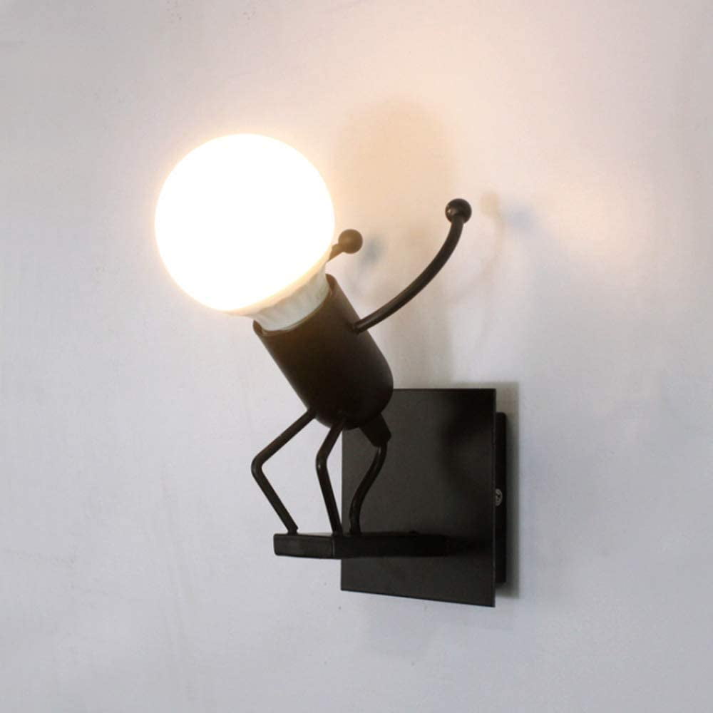 Modern Cartoon Wall Light Fixtures LED Creative Mounted Iron Bedside Lamp 