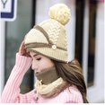 thumbnail image 5 of Sunjoy Tech 3 in 1 Winter Knitted Beanie Hat Face Neck Warmer Set for Women Girls Fleece Lining Ski Caps Warm Face Cover Neck Scarf Gloves with Pompom, 5 of 8
