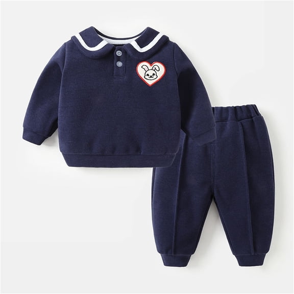 Vedolay Boy Pants Sets Boys Outfits Fall Long Sleeve Top and Pants Set Cute Funny Boy Clothing Sets,Dark Blue 2-3 Years