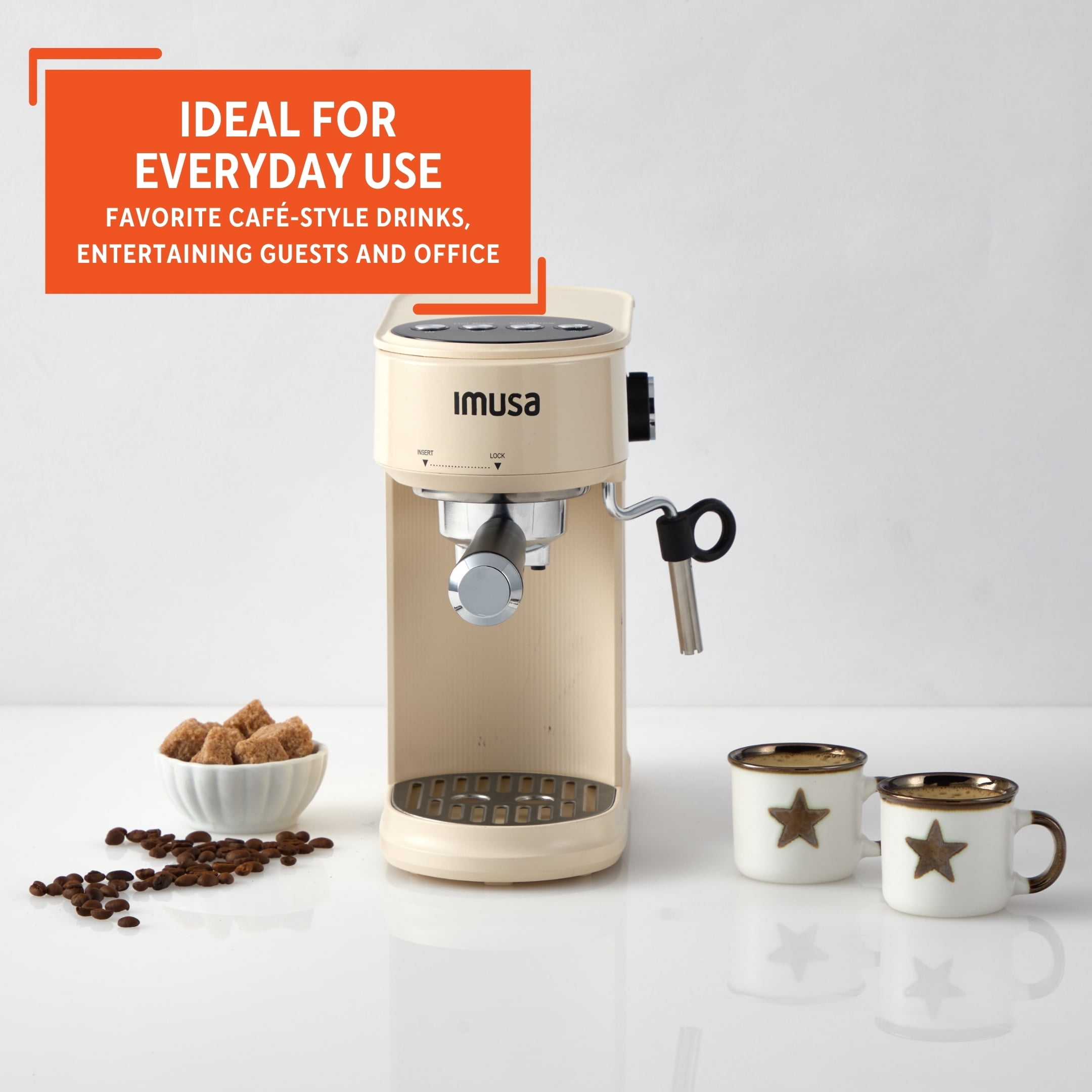 IMUSA 20 Bar, 1-2-Cup Matte Slimbrew Espresso Machine